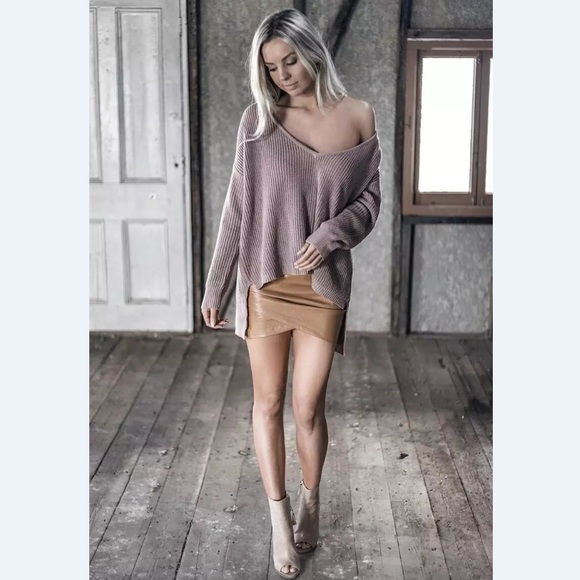 Just Like Friday Sweaters - Sexy V-Neck Dusty Purple Cozy Casual Sweater